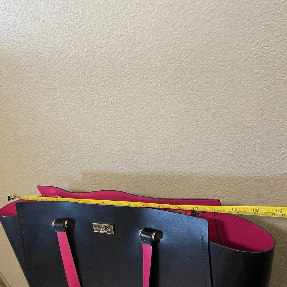Kate Spade‎ Black & Hot Pink Leather Tote Bag Large - Picture 12 of 16